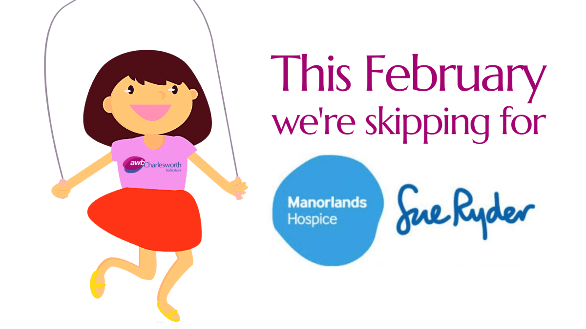 Girl Skipping, text reads: "This February we're skipping for Manorlands Hospice"