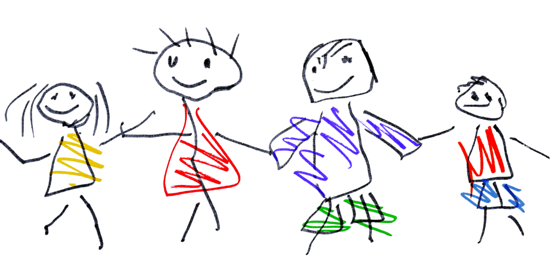 stick drawing of a family